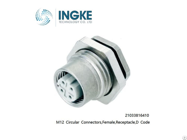 Interconnects 21033816410 M12 Circular Connectors Female Receptacle 4position D Code Ingke