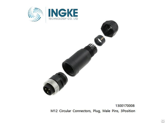 Interconnects 1300170008 M12 Circular Connectors Plug Male Pins 3position Ingke