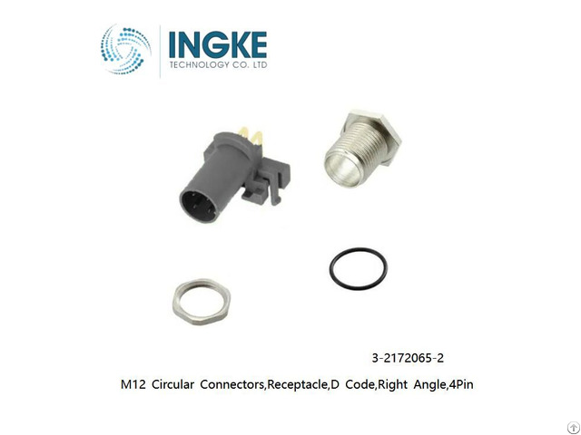 Interconnect 3 2172065 2 M12 Circular Connectors Receptacle D Code Right Angle 4pin Ingke