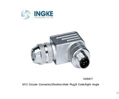 M12 Circular Connector 1430417 5position Male Plug B Code Right Angle Ip67 Ingke