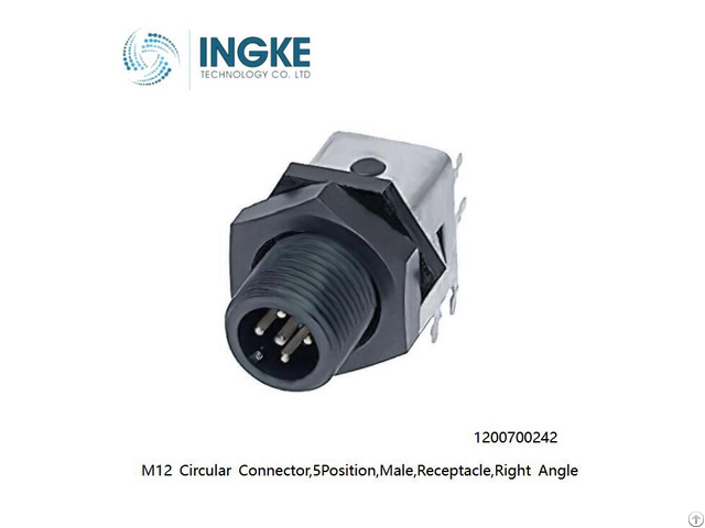 M12 Circular Connector 1200700242 5position Male Receptacle Right Angle Ip67 Ingke