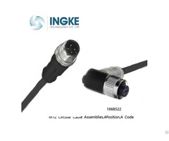 M12 Circular Cable Assemblies 1668522 4position Male To Female A Code Ingke