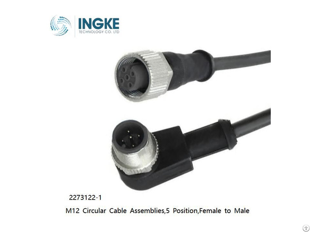 M12 Circular Cable Assemblies 2273122 1 5 Position Female To Male Unshielded