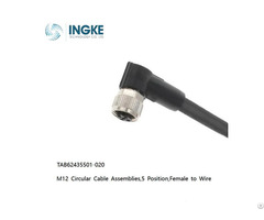 Tab62435501 020 M12 Circular Cable Assemblies 5 Position Female To Wire Shielded B Code