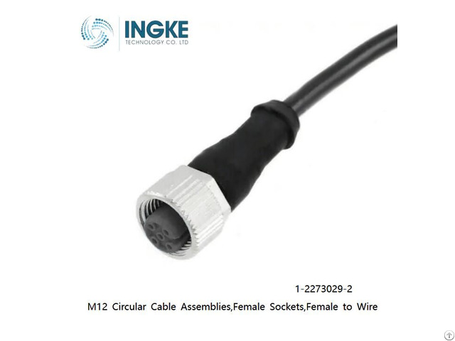 M12 Circular Cable Assemblies 1 2273029 2 Sockets Female To Wire 4 Position Unshielded Ingke