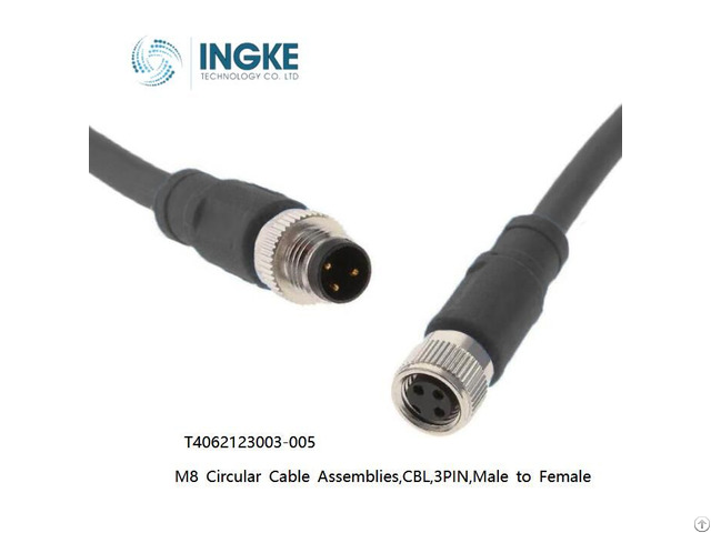 T4062123003 005 M8 Circular Cable Assemblies Cbl 3pin Male To Female Ip67 Ingke