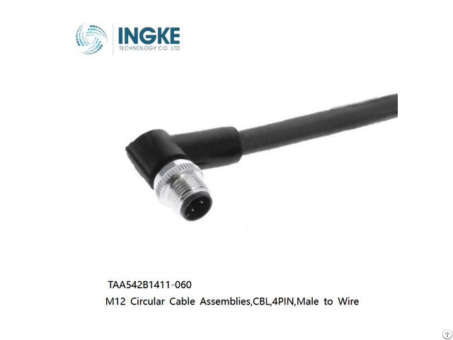 Taa542b1411 060 M12 Circular Cable Assemblies Cbl 4pin Male To Wire Ip67 Ingke