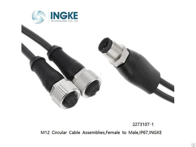 M12 Circular Cable Assemblies 2273107 1 Female To Male Ip67 Ingke Unshielded