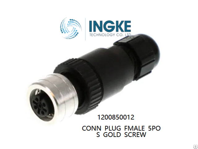 Ingke 1200850012 Conn Plug Fmale 5pos Gold Screw