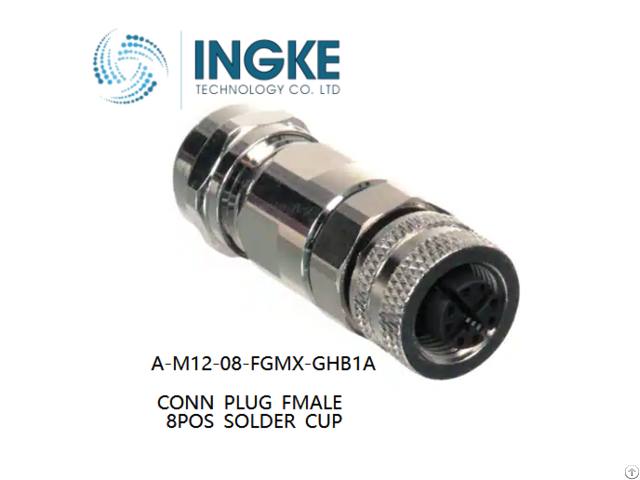 A M12 08 Fgmx Ghb1a Ingke Conn Plug Fmale 8pos Solder Cup