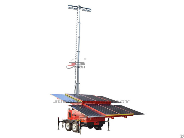 Mobile Solar Light Telescopic Mast Tower With Trailer Hl350x 9m 100x
