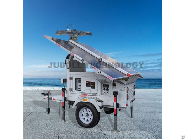 Solar Light Tower Mounted On Trailer With Telescopic Mast Tl3803 7m 1004