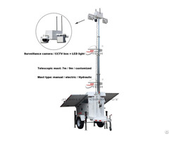 Trailer Mounted Solar Cctv Tower With Led Light Ts3803 6m 2002h