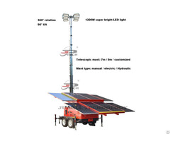 Vehicle Mounted Solar Lighting Tower For Parking Lot Mining Work Sites Beach Light