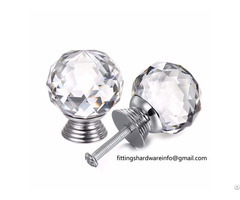 Hardware Furniture Diamond Clear Crystal Glass Pull Handle Drawer Cabinet Knobs Shape