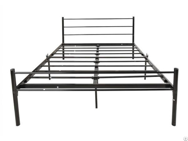 Metal Platform Double Bed Frame No Box Spring Needed With Steel Slats Support Queen Black