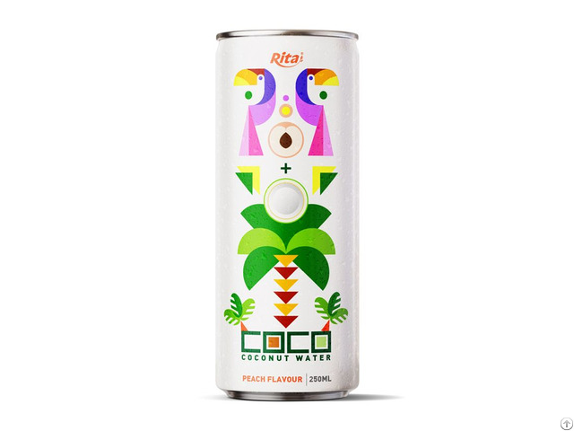 Coconut Water With Peach Flavour 250ml Can