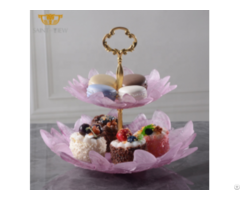 Butterfly Crystal Double Deck Dessert Cake Candy Display Rack Party Wedding Tray Table Centerpiece