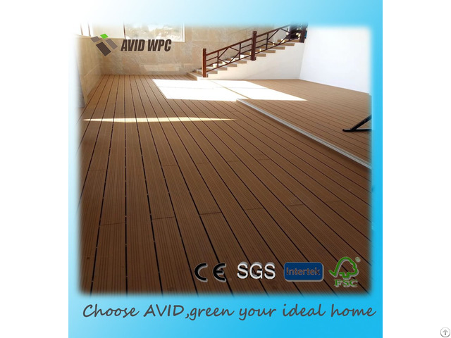 Balcony Waterproof Brushed Wpc Wood Decking