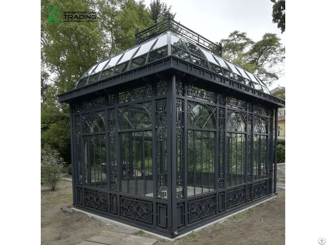 Garden Glass Roof Wrought Iron Pavilion