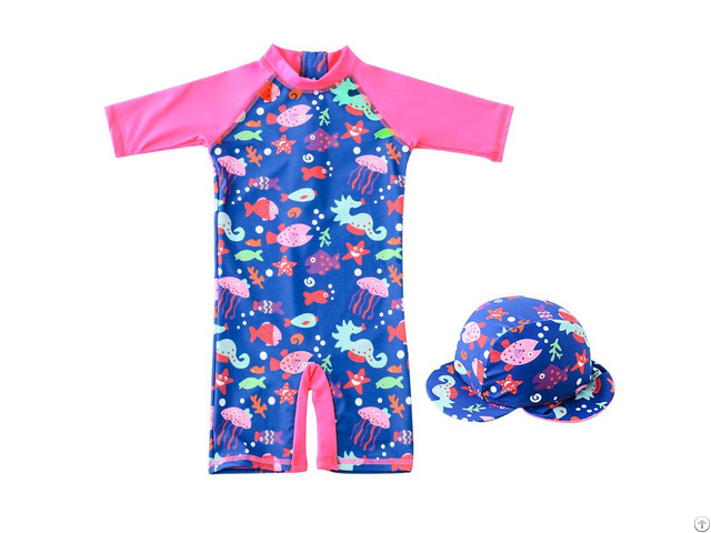 Children Shorty Swimming Bathing Suit Kids Front Zipper Swimwear Beachwear Anti Uv Rash Guard