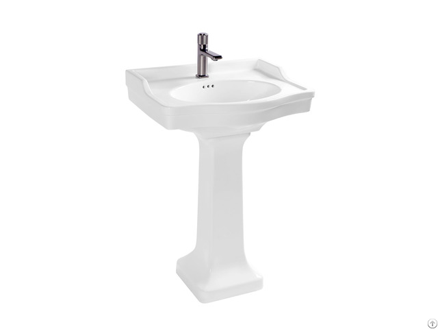 Modern 24 Inches Bathroom White Rectangle Ceramic Backsplash Pedestal Sink