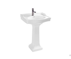 Modern 24 Inches Bathroom White Rectangle Ceramic Backsplash Pedestal Sink