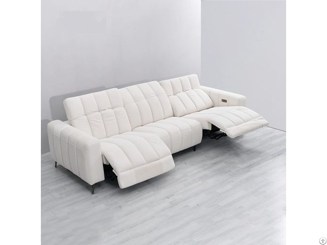 White Fabric Multifunctional Sofa Size Apartment Living Room Three Seat