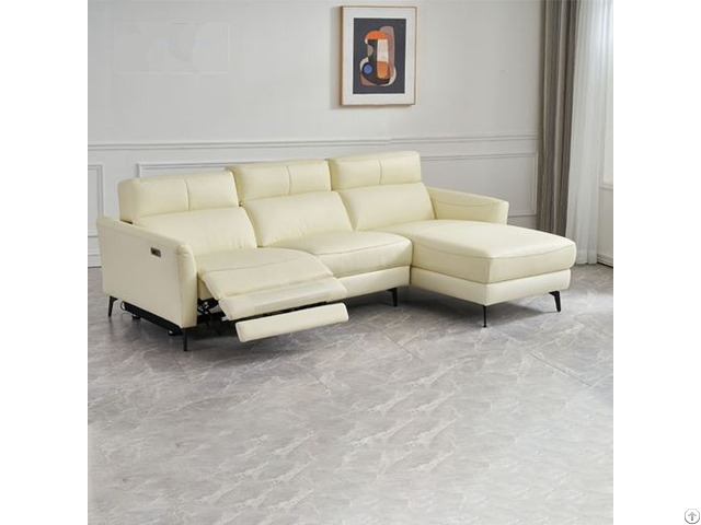 Three Seat Combination L Shaped Chaise Longue Leather Function Electric Sofa