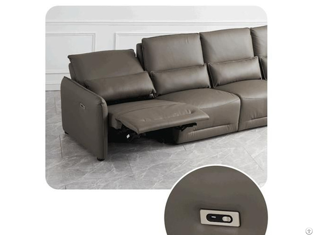Italian Style Modern Minimalist First Layer Cowhide Leather Straight Row Sofa