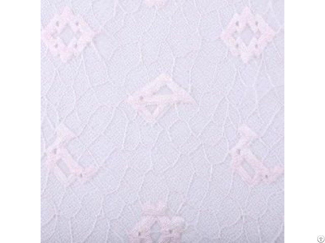 Pink White Polyester And Nylon Two Color Lace Fabric