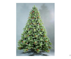 6ft Pe Pine Needle Pvc Mixed Christmas Tree With Red Berries And