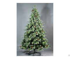 6ft Pe Pine Needle Pvc Mixed Christmas Tree With Red Berries And 2