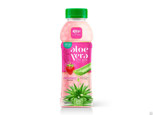 Pet Bottle 330ml Aloe Vera With Pulp Drink Strawberry Flavor