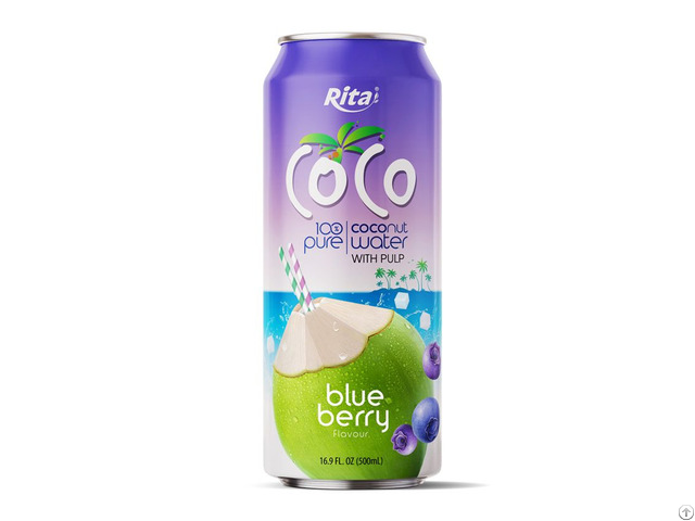 100% Pure Coconut Water With Pulp And Blueberry Flavour