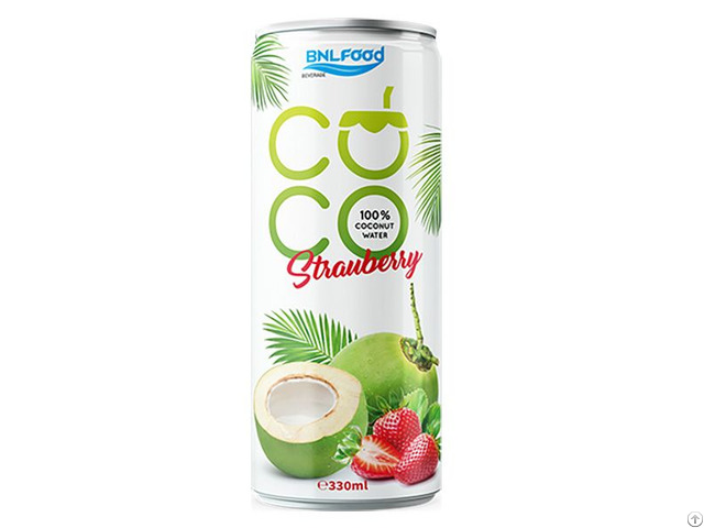 Fresh Natural Coconut Water Drink With Strawberry