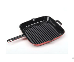 Enameled Cast Iron Grill Pan With Press