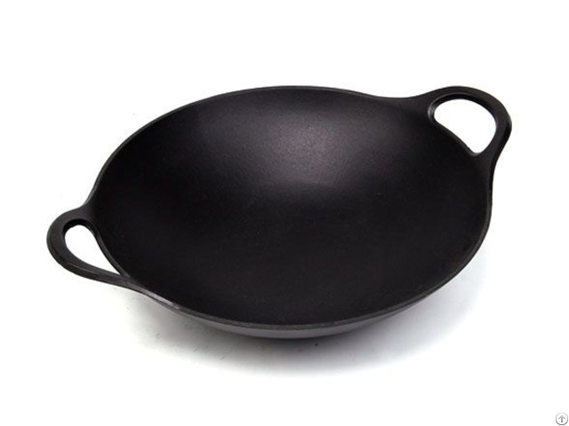 Matt Black Enamel Cast Iron Wok