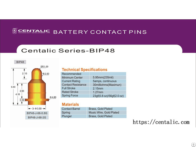 Battery Contact Probe Test Pogo Pin Bip48 For Connector Application