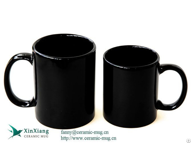 Black Color Glazed Stoneware Ceramic Mugs Big And Tall