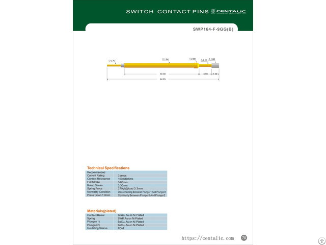 Switch Probe Pogo Pin Swp164 For Electronic Test