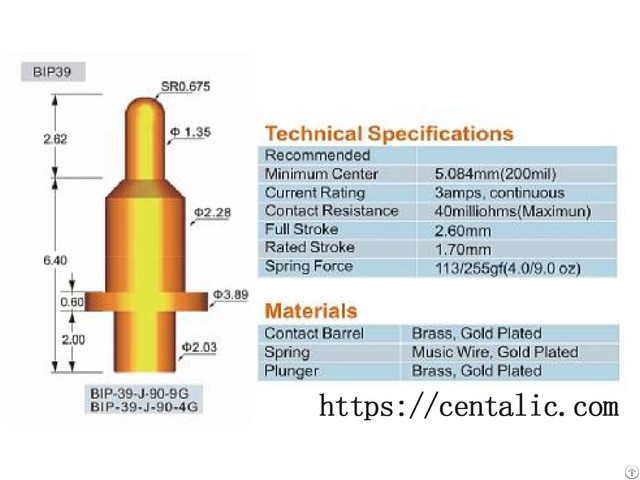 Battery Contact Probe Test Pogo Pin Bip39 For Connector Application