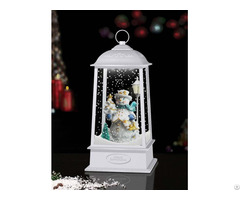 Tabletop Hanging Snowing Lantern With Snowman Inside