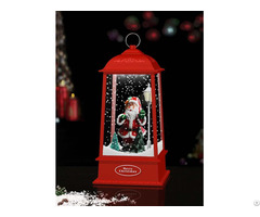 Tabletop Hanging Snowing Lantern With Santa Claus Inside