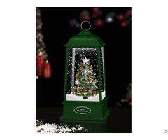 Xmas Tabletop Hanging Snowing Lantern With Tree Inside