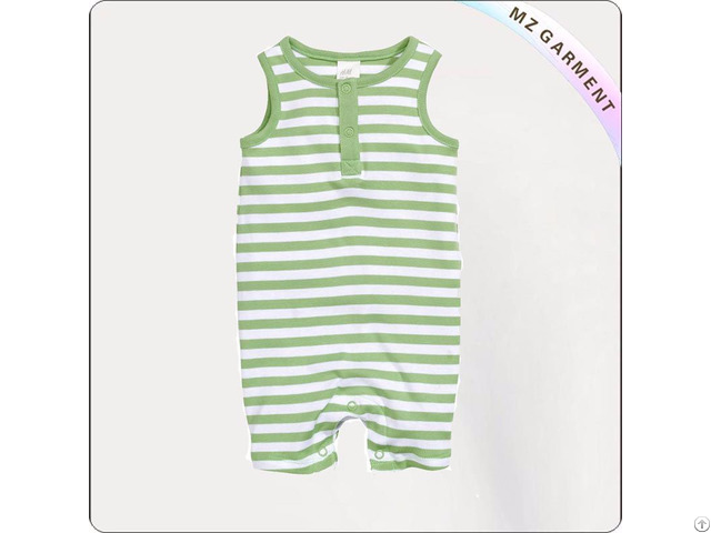 Green Striped Sleeveless Romper