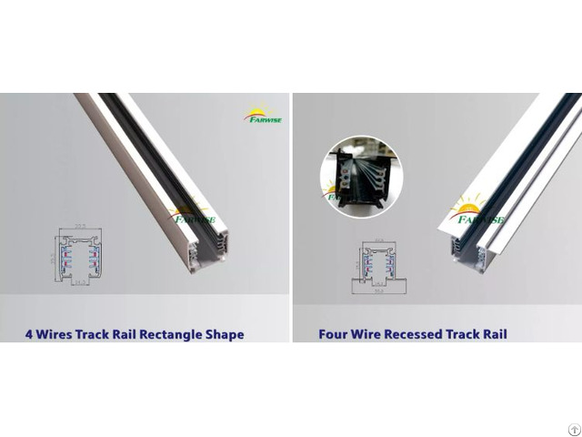 Four Wires Surface Mount Square Aluminum Track Rail Commercial Lighting System