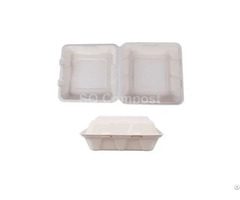 Bagasse Tableware Clamshell Boxes With Single Compartment