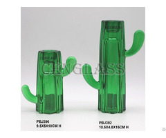 Cactus Design Glass Pillar Candle Holder