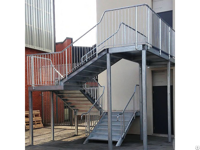 Metal Staircase Factory Produce Straight Iron Stairs With Vertical Post Railing Fence